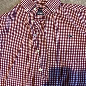 Long sleeve red and white vineyard vines button down